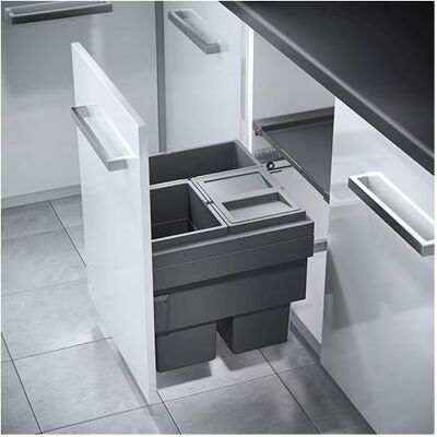 Hailo Einbau-Abfallsammler 3f 1x18l + 2x13l basaltgrau, 1x Deckel für 13l, Abfalleimer, Grau Hailo Einbau-Abfallsammler 3f 1x18l + 2x13l basaltgrau, 1x Deckel für 13l, Abfalleimer, Grau