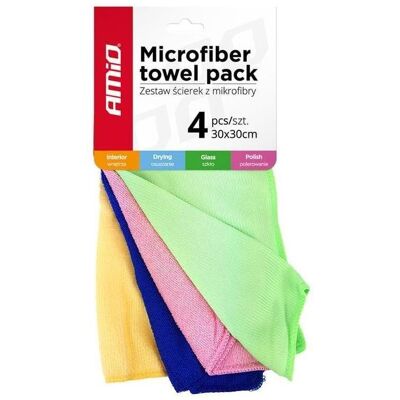 Amio Mikrofaser-Putztuch-Set – 4 Sorten – 30 x 30 cm, Reinigungsutensil Amio Mikrofaser-Putztuch-Set – 4 Sorten – 30 x 30 cm, Reinigungsutensil
