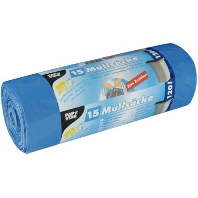 Papstar Kehrichtsack 120 l, 15 Stück, Abfallsack, Blau Papstar Kehrichtsack 120 l, 15 Stück, Abfallsack, Blau