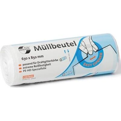 Deiss Müllbeutel 80l aus HDPE 630x850mm 40ST, Abfallsack, Weiss Deiss Müllbeutel 80l aus HDPE 630x850mm 40ST, Abfallsack, Weiss