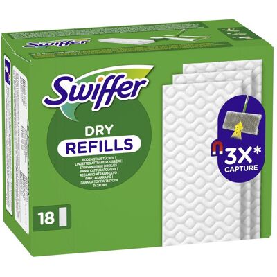 Swiffer Reinigungspad Bodenwischer Dry Nachfülltücher 18, Reinigungsutensil, Weiss Swiffer Reinigungspad Bodenwischer Dry Nachfülltücher 18, Reinigungsutensil, Weiss