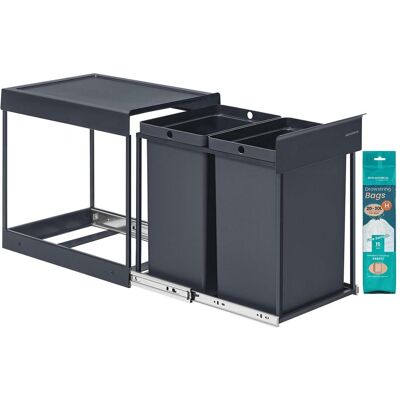 Songmics Mülltrennsystem für Unterschrank, 2 x 20 L, LTB951GZ01, Abfalleimer, Grau Songmics Mülltrennsystem für Unterschrank, 2 x 20 L, LTB951GZ01, Abfalleimer, Grau