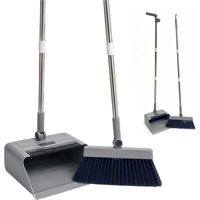 Relaxdays Besen und Kehrschaufel Set, Reinigungsutensil, Schwarz, Grau, Silber Relaxdays Besen und Kehrschaufel Set, Reinigungsutensil, Schwarz, Grau, Silber
