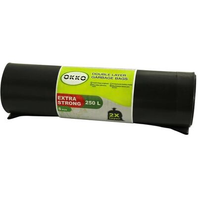 Okko GARBAGE BAGS 2LAYER 250L 5PCS, Abfallsack, Schwarz Okko GARBAGE BAGS 2LAYER 250L 5PCS, Abfallsack, Schwarz