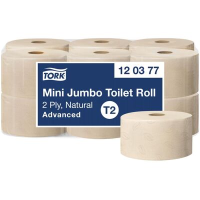 Tork, Toilettenpapier, Toilettenpapier Jumbo Mini T2 170 m 2-lagig Natur,12 rl/krt (12 Stk.) Tork, Toilettenpapier, Toilettenpapier Jumbo Mini T2 170 m 2-lagig Natur,12 rl/krt (12 Stk.)