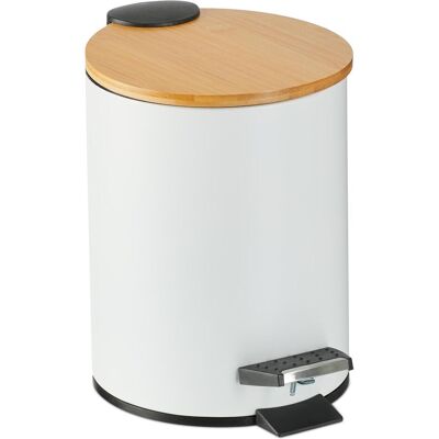 Relaxdays Bad-Mülleimer, Abfalleimer, Weiss, Braun Relaxdays Bad-Mülleimer, Abfalleimer, Weiss, Braun