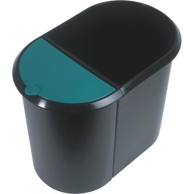 Helit Duo System Papierkorb - Oval, Schwarz-Grün, 29L Helit Duo System Papierkorb - Oval, Schwarz-Grün, 29L