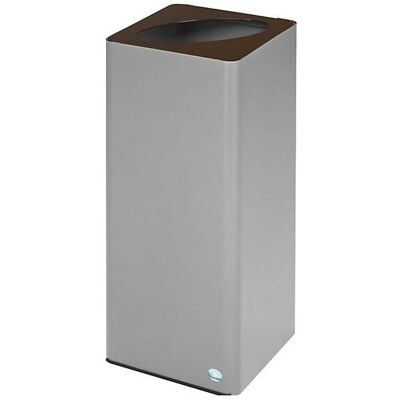 QUADRO Abfallsammler - 70L, Stahl, Silber / Braun QUADRO Abfallsammler - 70L, Stahl, Silber / Braun