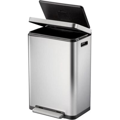 EKO Treteimer X-Cube Tretmülleimer rechteckig Edelstahl 45 L mit extra breitem Pedal, gedämpftem De, Abfalleimer, Silber EKO Treteimer X-Cube Tretmülleimer rechteckig Edelstahl 45 L mit extra breitem Pedal, gedämpftem De, Abfalleimer, Silber
