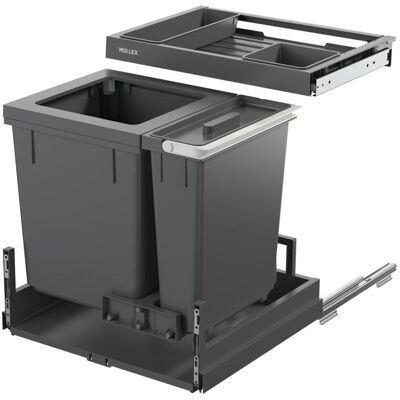 Müllex Abfall-Auszugsystem X-LINE X55 Premium Pro, Abfalleimer, Weiss, Grau Müllex Abfall-Auszugsystem X-LINE X55 Premium Pro, Abfalleimer, Weiss, Grau