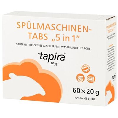 Tapira Spülmaschinen-Tabs, 5-in-1, 60 Stück, Geschirrspülmittel Tapira Spülmaschinen-Tabs, 5-in-1, 60 Stück, Geschirrspülmittel