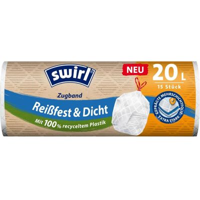 Swirl SWI Müllbtl.20l m.Zugband 15st, Abfallsack, Transparent, Weiss Swirl SWI Müllbtl.20l m.Zugband 15st, Abfallsack, Transparent, Weiss