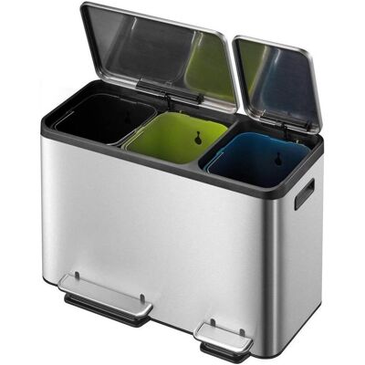 EKO Treteimer EcoCasa 15+15+15 Liter edelstahl, Abfalleimer, Silber EKO Treteimer EcoCasa 15+15+15 Liter edelstahl, Abfalleimer, Silber