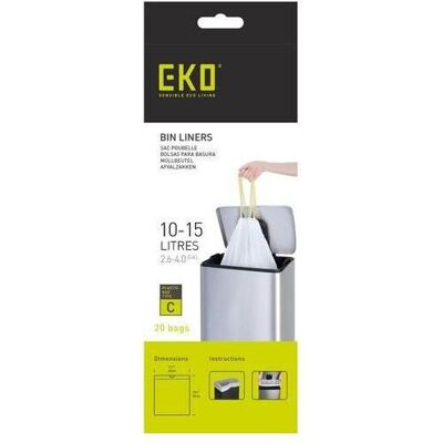 Markenlos Müllbeutel Eko Typ C 10 - 15 L PE Weiss, Abfallsack, Weiss Markenlos Müllbeutel Eko Typ C 10 - 15 L PE Weiss, Abfallsack, Weiss