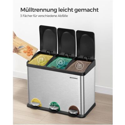 Vasagle Timo, Abfalleimer, Schwarz, Silber Vasagle Timo, Abfalleimer, Schwarz, Silber