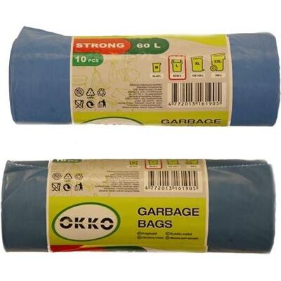 Okko Trash Bag Strong Blue 60l 10pcs, Abfallsack, Blau Okko Trash Bag Strong Blue 60l 10pcs, Abfallsack, Blau