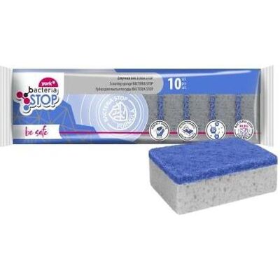York Scouring Sponge Bacteria Stop 10pcs, Reinigungsutensil, Grau, Blau York Scouring Sponge Bacteria Stop 10pcs, Reinigungsutensil, Grau, Blau