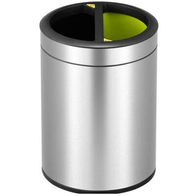 EKO Mülltrennsystem Round Open Top Bin Edelstahl 2 x 5 L gebürsteter Edelstahl, mit offener Einwurf, Abfalleimer, Grau, Silber EKO Mülltrennsystem Round Open Top Bin Edelstahl 2 x 5 L gebürsteter Edelstahl, mit offener Einwurf, Abfalleimer, Grau, Silber