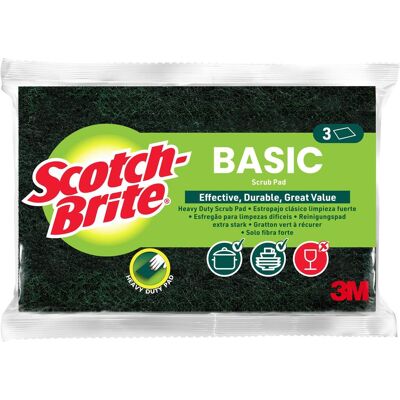 3M Scotch-Brite Basic Reinigungspad, 3 Stück, Reinigungsutensil, Grün 3M Scotch-Brite Basic Reinigungspad, 3 Stück, Reinigungsutensil, Grün