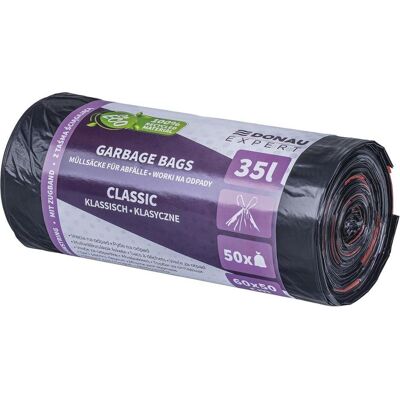 Donau Zugbeutel EXPERT, CLASSIC LDPE, 35 l, 50 Stück, schwarz, Abfallsack, Schwarz Donau Zugbeutel EXPERT, CLASSIC LDPE, 35 l, 50 Stück, schwarz, Abfallsack, Schwarz