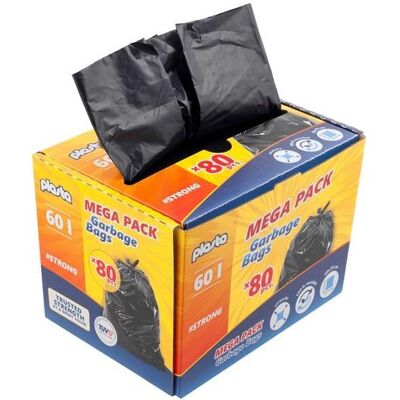 Staples Garbage Bags Plasta Mega Pack 60l 80pcs, Abfallsack, Schwarz Staples Garbage Bags Plasta Mega Pack 60l 80pcs, Abfallsack, Schwarz