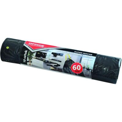 Office Products Müllbeutel mit kordelzug, superstark (ldpe), 60l, 10 stück, schwarz, Abfallsack, Schwarz Office Products Müllbeutel mit kordelzug, superstark (ldpe), 60l, 10 stück, schwarz, Abfallsack, Schwarz