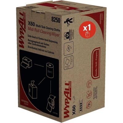 Kimberly-Clark WypAll X60 Genral Clean - Midi Roll / Blau - 1 Box x 235 Sheets, Haushaltspapier, Blau Kimberly-Clark WypAll X60 Genral Clean - Midi Roll / Blau - 1 Box x 235 Sheets, Haushaltspapier, Blau