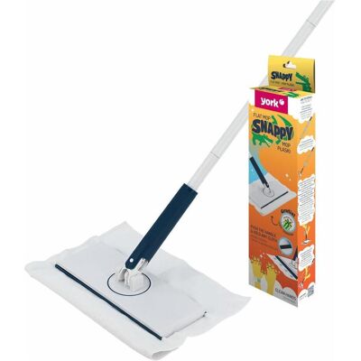 York Snappy Flat Mop – um 360° drehbarer Kopf – inklusive Mikrofasertuch – 130 cm Stiel, Reinigungsutensil York Snappy Flat Mop – um 360° drehbarer Kopf – inklusive Mikrofasertuch – 130 cm Stiel, Reinigungsutensil