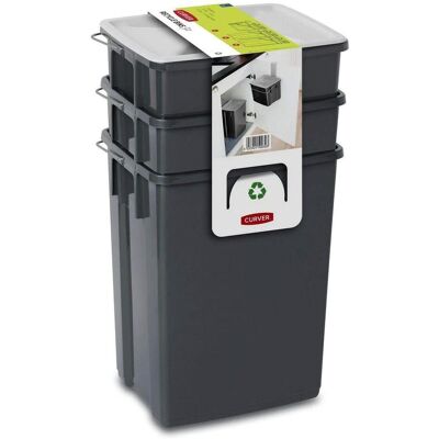Curver Bioboxrefuse Bin Set 3pcs Anthracite, Abfalleimer, Grau, Schwarz Curver Bioboxrefuse Bin Set 3pcs Anthracite, Abfalleimer, Grau, Schwarz