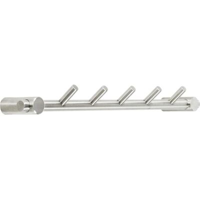 Siro, Kleiderhaken + Wandgarderobe, Garderobenleiste Coat mit 5 schrägen Haken, Breite 320 mm, Edelstahl gebürstet Siro, Kleiderhaken + Wandgarderobe, Garderobenleiste Coat mit 5 schrägen Haken, Breite 320 mm, Edelstahl gebürstet