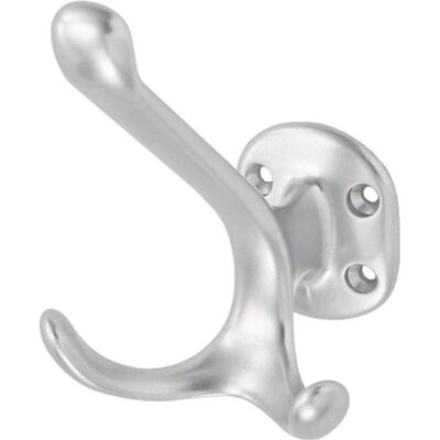 Hermeta, Kleiderhaken + Wandgarderobe, Huthaken 0028 zweifach Ausladung 90 mm Aluminium silberfarbig eloxiert Höhe 100 mm Hermeta, Kleiderhaken + Wandgarderobe, Huthaken 0028 zweifach Ausladung 90 mm Aluminium silberfarbig eloxiert Höhe 100 mm