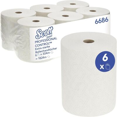 Scott EXTRA STRONG weiss Handtücher-Rolle,6Rollen á304m, Haushaltspapier, Weiss Scott EXTRA STRONG weiss Handtücher-Rolle,6Rollen á304m, Haushaltspapier, Weiss