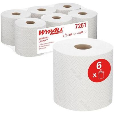 Kimberly-Clark WypAll L20 Papierwischtuch - Zentralentnahme / Weiss /2-lagig - 6 Rolls x 550 Sheets, Haushaltspapier, Weiss Kimberly-Clark WypAll L20 Papierwischtuch - Zentralentnahme / Weiss /2-lagig - 6 Rolls x 550 Sheets, Haushaltspapier, Weiss