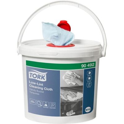 Tork Fusselarme Reinigungstücher im W10 Spendereimer, 1-lagig 190492 Anzahl: 80, Reinigungsutensil, Türkis Tork Fusselarme Reinigungstücher im W10 Spendereimer, 1-lagig 190492 Anzahl: 80, Reinigungsutensil, Türkis