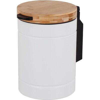 Relaxdays WandKosmetikeimer3LBambusdeckelRund, Abfalleimer, Weiss Relaxdays WandKosmetikeimer3LBambusdeckelRund, Abfalleimer, Weiss