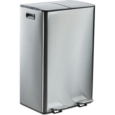 Relaxdays Mülleimer 2 x 30 Liter, Abfalleimer, Silber, Schwarz Relaxdays Mülleimer 2 x 30 Liter, Abfalleimer, Silber, Schwarz