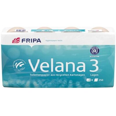 Fripa, Toilettenpapier, Toilettenpapier Velana 3-lagig Recyclingpapier, 8 Rollen (8 Stk.) Fripa, Toilettenpapier, Toilettenpapier Velana 3-lagig Recyclingpapier, 8 Rollen (8 Stk.)