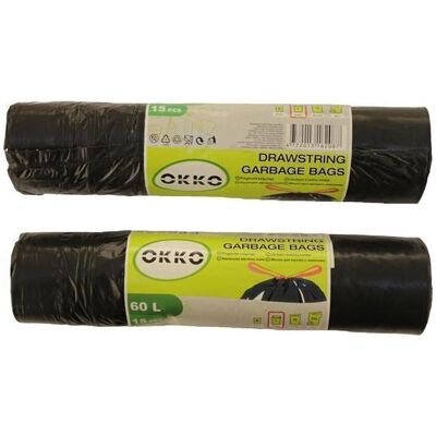 Okko Garbage Bags Ds 60L 15Pcs, Abfallsack, Schwarz Okko Garbage Bags Ds 60L 15Pcs, Abfallsack, Schwarz