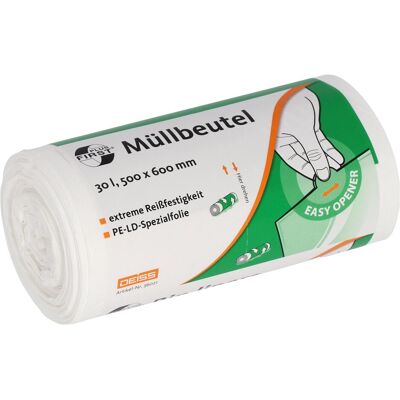 Neutralware Müllbeutel 50 x 60 cm (B x H) 14µm 30l Folie weiss 50 St./Pack., Abfallsack, Weiss Neutralware Müllbeutel 50 x 60 cm (B x H) 14µm 30l Folie weiss 50 St./Pack., Abfallsack, Weiss