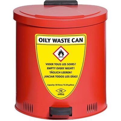 asecos Putztuch Sammelbehälter Stahlblech rot 50 Liter, Abfalleimer, Rot asecos Putztuch Sammelbehälter Stahlblech rot 50 Liter, Abfalleimer, Rot
