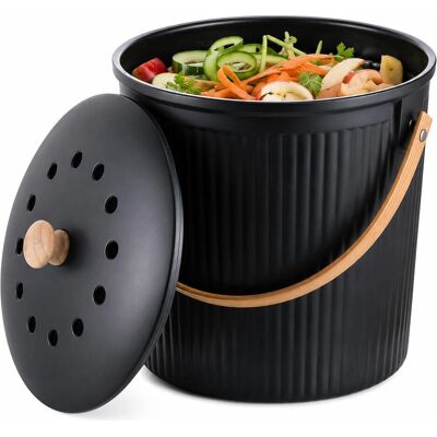 Relaxdays Küchen-Komposteimer, Abfalleimer, Schwarz Relaxdays Küchen-Komposteimer, Abfalleimer, Schwarz