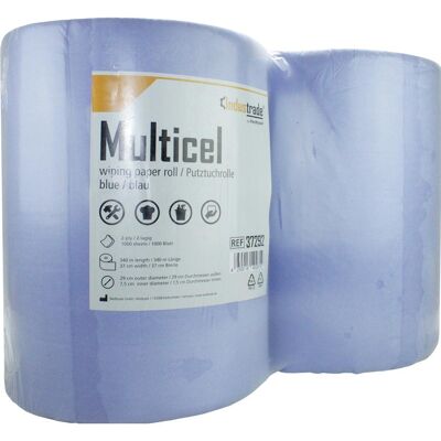 Meditrade 2 Industrade Putztuchrollen Multicel 2-lagig blau, 1.000 Blätter, Haushaltspapier, Blau Meditrade 2 Industrade Putztuchrollen Multicel 2-lagig blau, 1.000 Blätter, Haushaltspapier, Blau