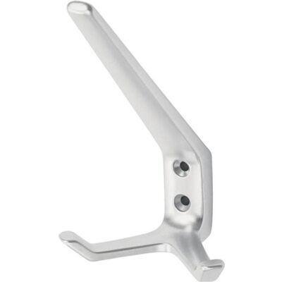 Hermeta, Kleiderhaken + Wandgarderobe, Huthaken 0032 zweifach Ausladung 89 mm Aluminium silberfarbig eloxiert Höhe 127 mm Hermeta, Kleiderhaken + Wandgarderobe, Huthaken 0032 zweifach Ausladung 89 mm Aluminium silberfarbig eloxiert Höhe 127 mm