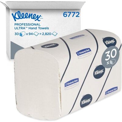 Kleenex Ultra Handtücher - 2-lagig, Weiß, 215x106mm - Handtücher Kleenex Ultra Handtücher - 2-lagig, Weiß, 215x106mm - Handtücher