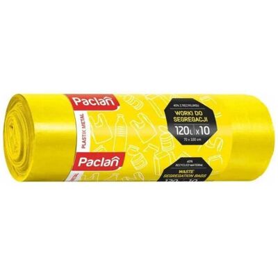 Paclan Sortierbeutel aus Kunststoff, 120 l, 10 Stück, gelb, Abfallsack, Gelb Paclan Sortierbeutel aus Kunststoff, 120 l, 10 Stück, gelb, Abfallsack, Gelb