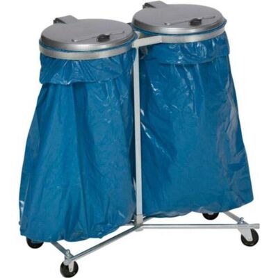 VAR Abfallsammler 2x120 l verz. fahrbar KS-Deckel, Abfalleimer, Silber VAR Abfallsammler 2x120 l verz. fahrbar KS-Deckel, Abfalleimer, Silber