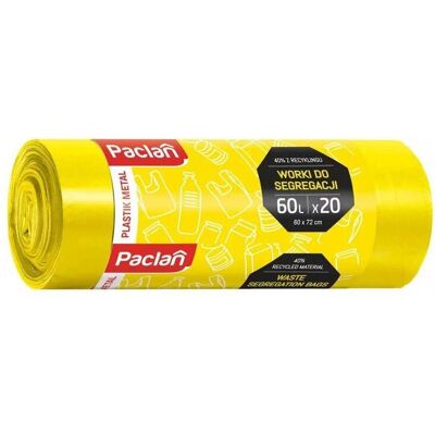 Paclan Gelber Müllsack für Trennung 60l 20 Stk, Abfallsack, Gelb Paclan Gelber Müllsack für Trennung 60l 20 Stk, Abfallsack, Gelb