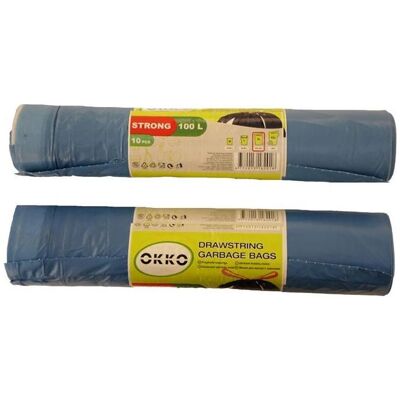 Okko GARBAGE BAGS STR BLUE DS 100L 10PCS, Abfallsack, Blau Okko GARBAGE BAGS STR BLUE DS 100L 10PCS, Abfallsack, Blau
