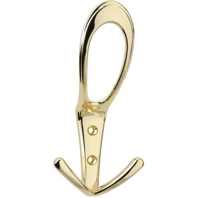 Siro, Kleiderhaken + Wandgarderobe, Huthaken Deneb Breite 76 mm, Höhe 160 mm, ZN vermessingt poliert Siro, Kleiderhaken + Wandgarderobe, Huthaken Deneb Breite 76 mm, Höhe 160 mm, ZN vermessingt poliert