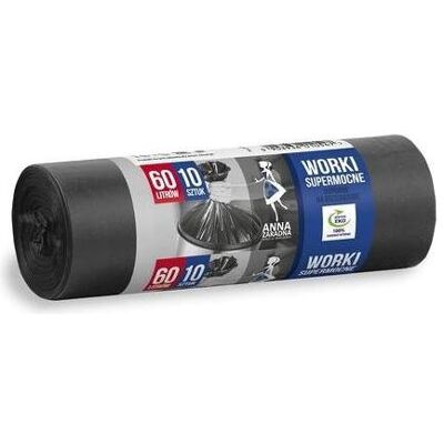 Anna Zaradna ST-AZ-010547 Rubbish Bags Tear-Resistant Super Strong 60L - Pack of 10, Abfallsack Anna Zaradna ST-AZ-010547 Rubbish Bags Tear-Resistant Super Strong 60L - Pack of 10, Abfallsack
